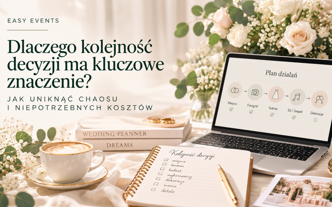 Dlaczego kolejność decyzji ma dla Was kluczowe znaczenie w organizacji Waszego ślubu? Zobacz, jak uniknąć chaosu i niepotrzebnych kosztów.